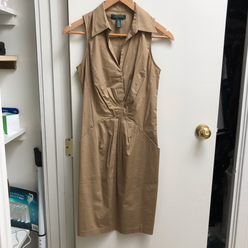 Ralph Lauren Khaki belted collar dress
